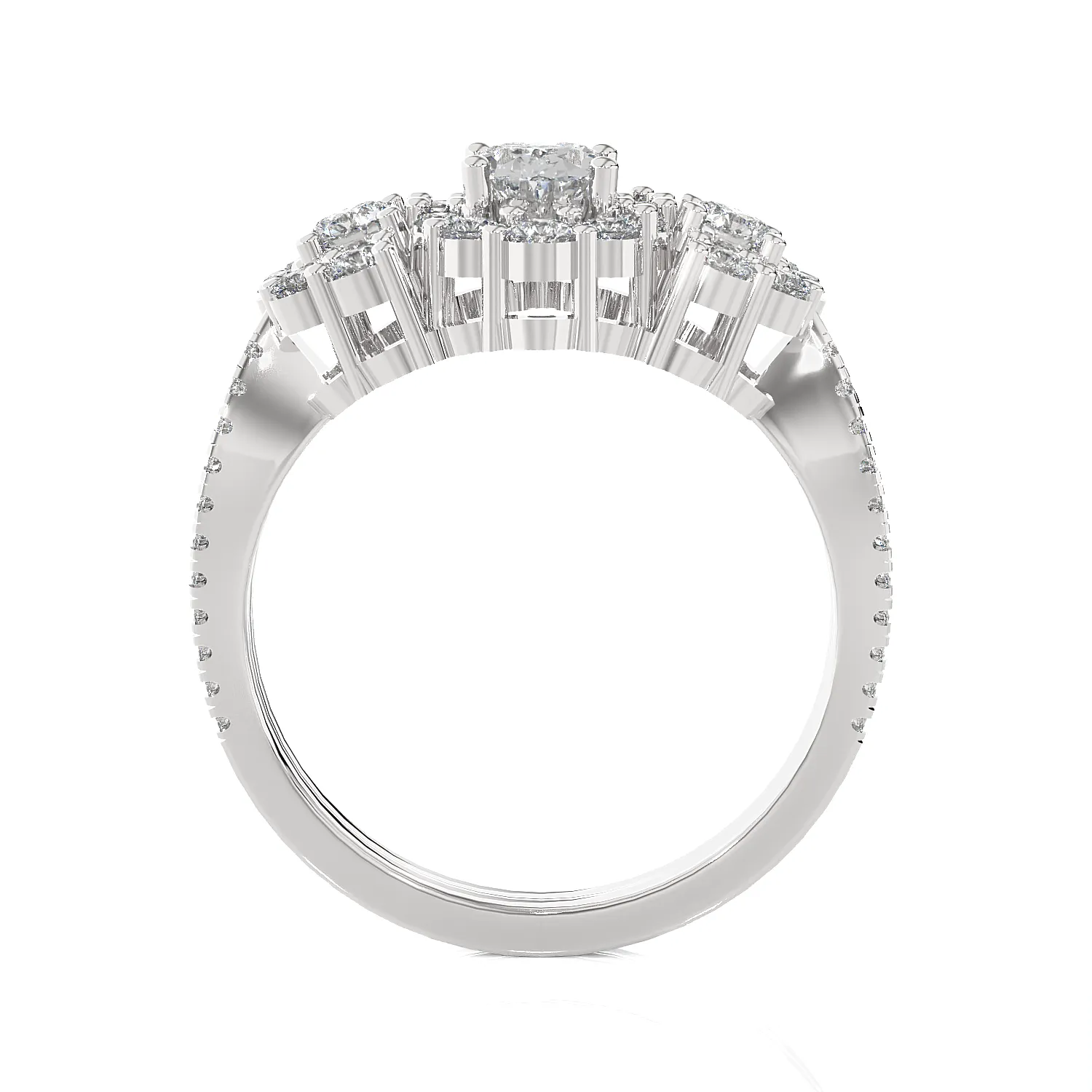 Oval With Round Three Stone Lab Grown Diamond Ring