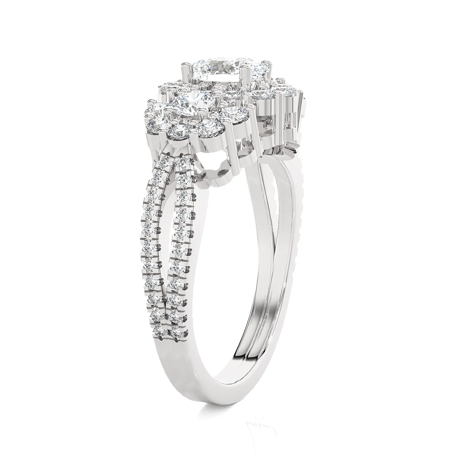 Oval With Round Three Stone Lab Grown Diamond Ring