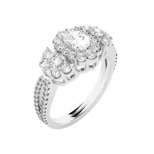 Oval With Round Three Stone Lab Grown Diamond Ring