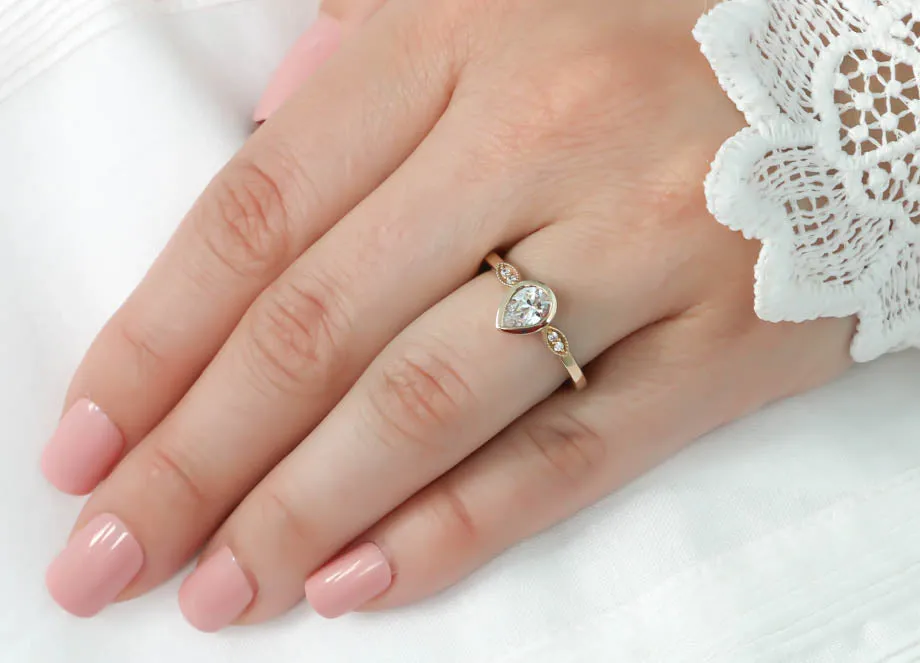 Pear Engagement Ring Diamond Setting  - Avery