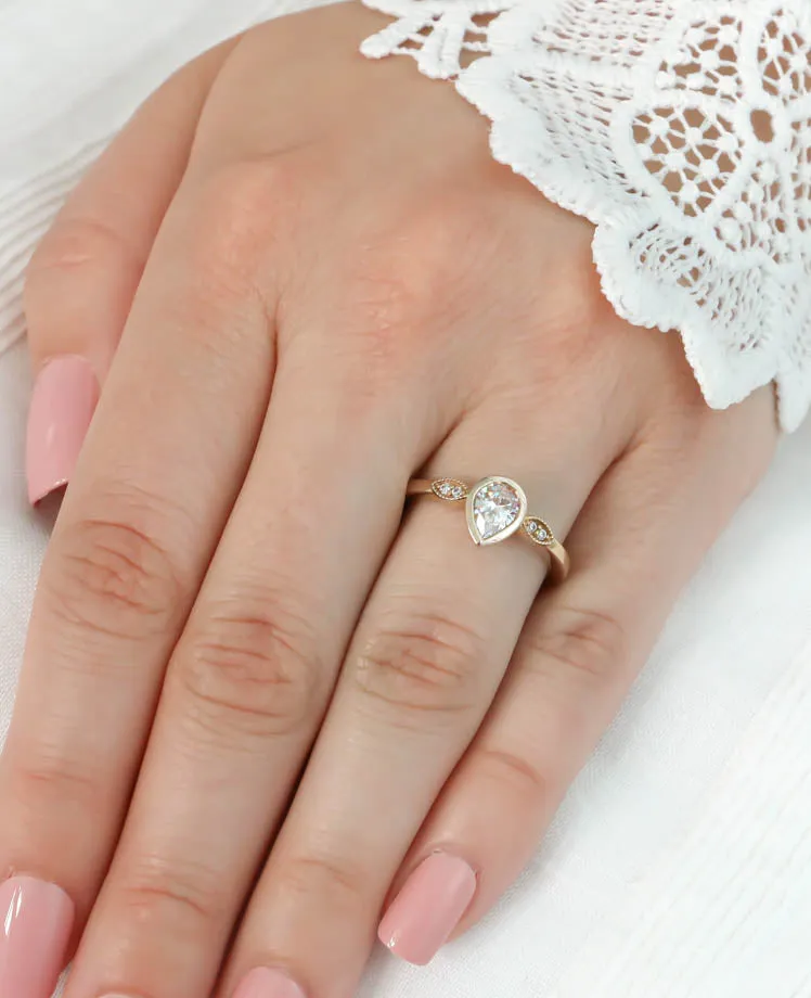 Pear Engagement Ring Diamond Setting  - Avery