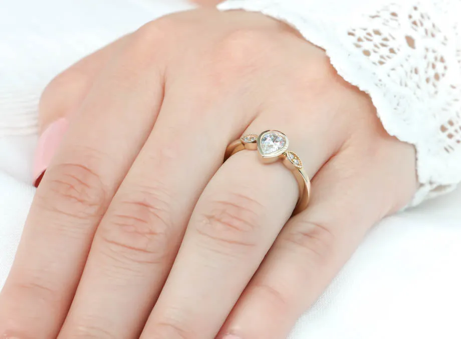 Pear Engagement Ring Diamond Setting  - Avery