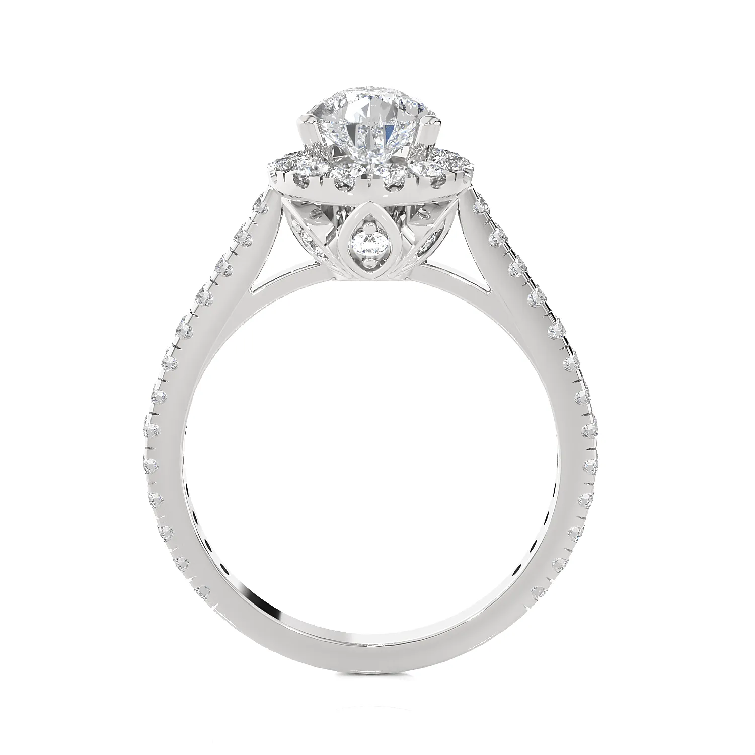 Pear-Shaped Lab Grown Diamond Halo Engagement Ring