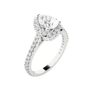 Pear-Shaped Lab Grown Diamond Halo Engagement Ring