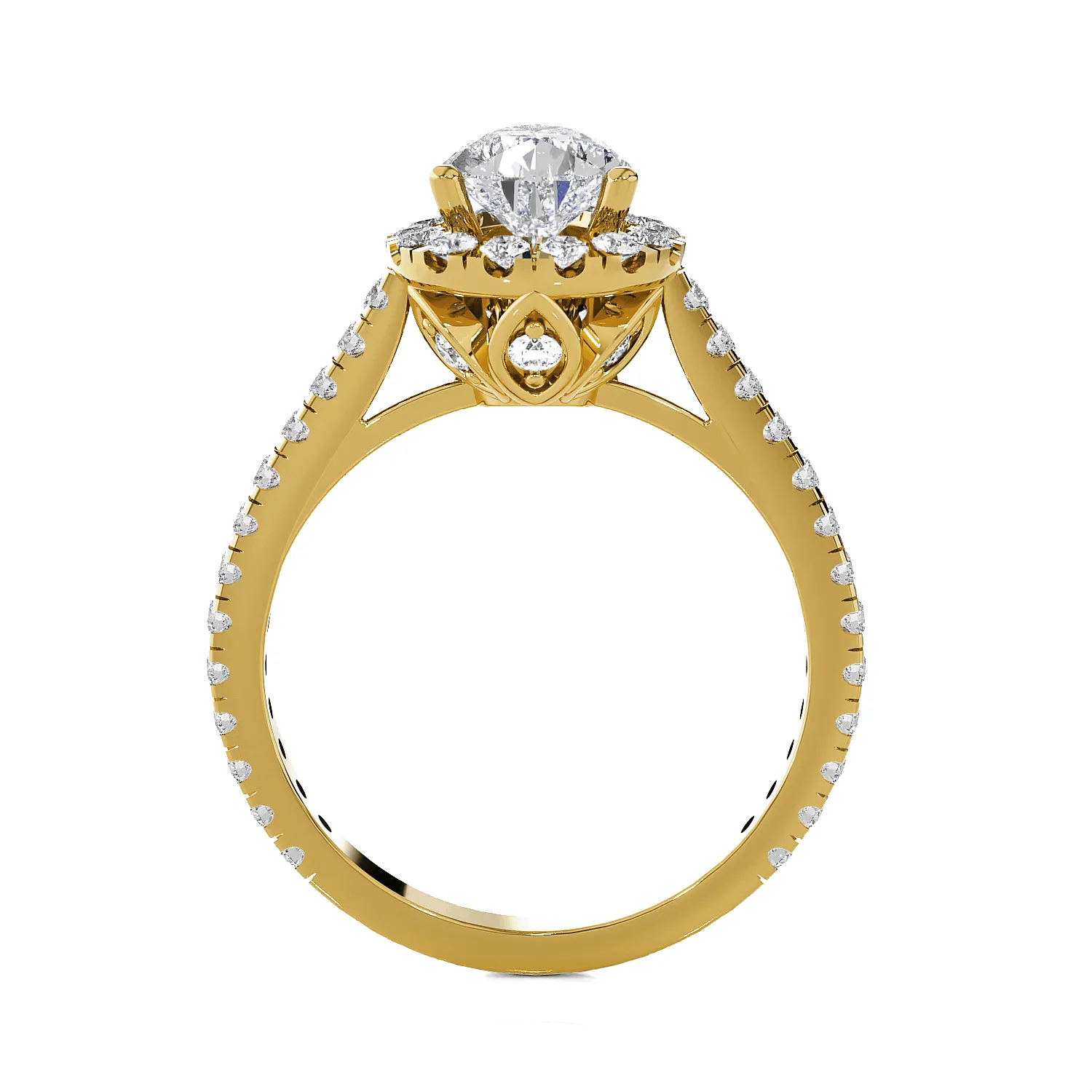 Pear-Shaped Lab Grown Diamond Halo Engagement Ring