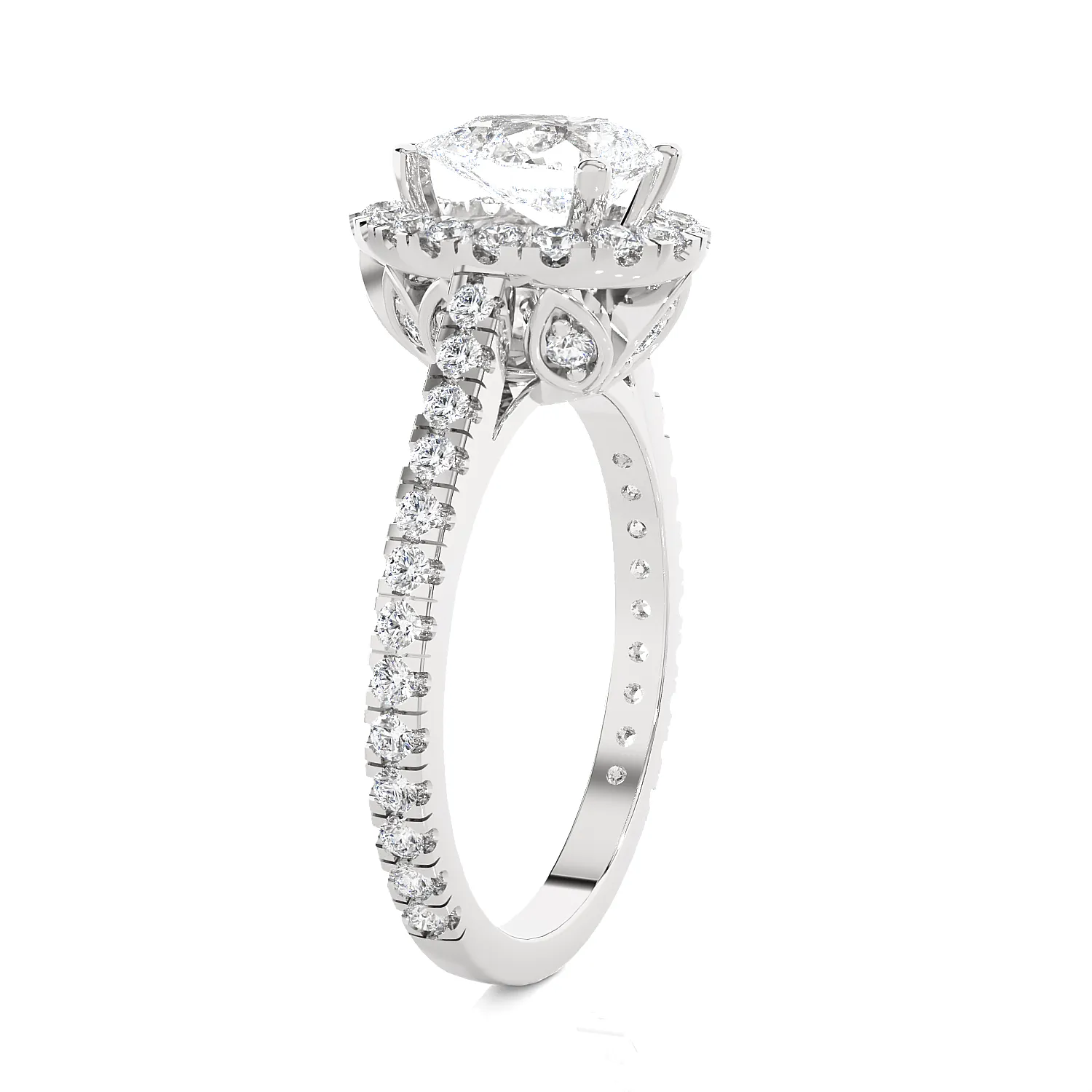 Pear-Shaped Lab Grown Diamond Halo Engagement Ring