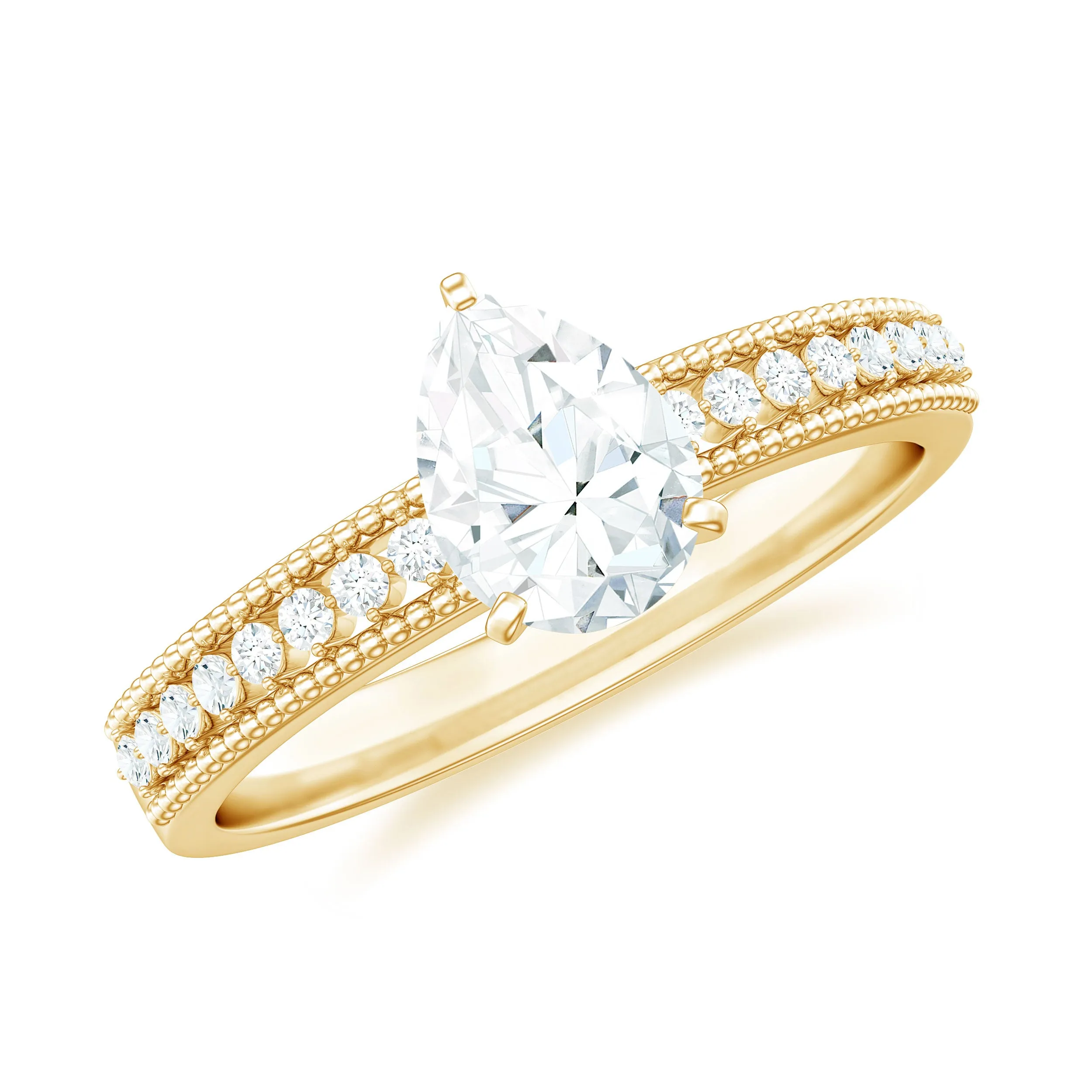 Pear Shaped Lab Grown Diamond Solitaire Engagement Ring