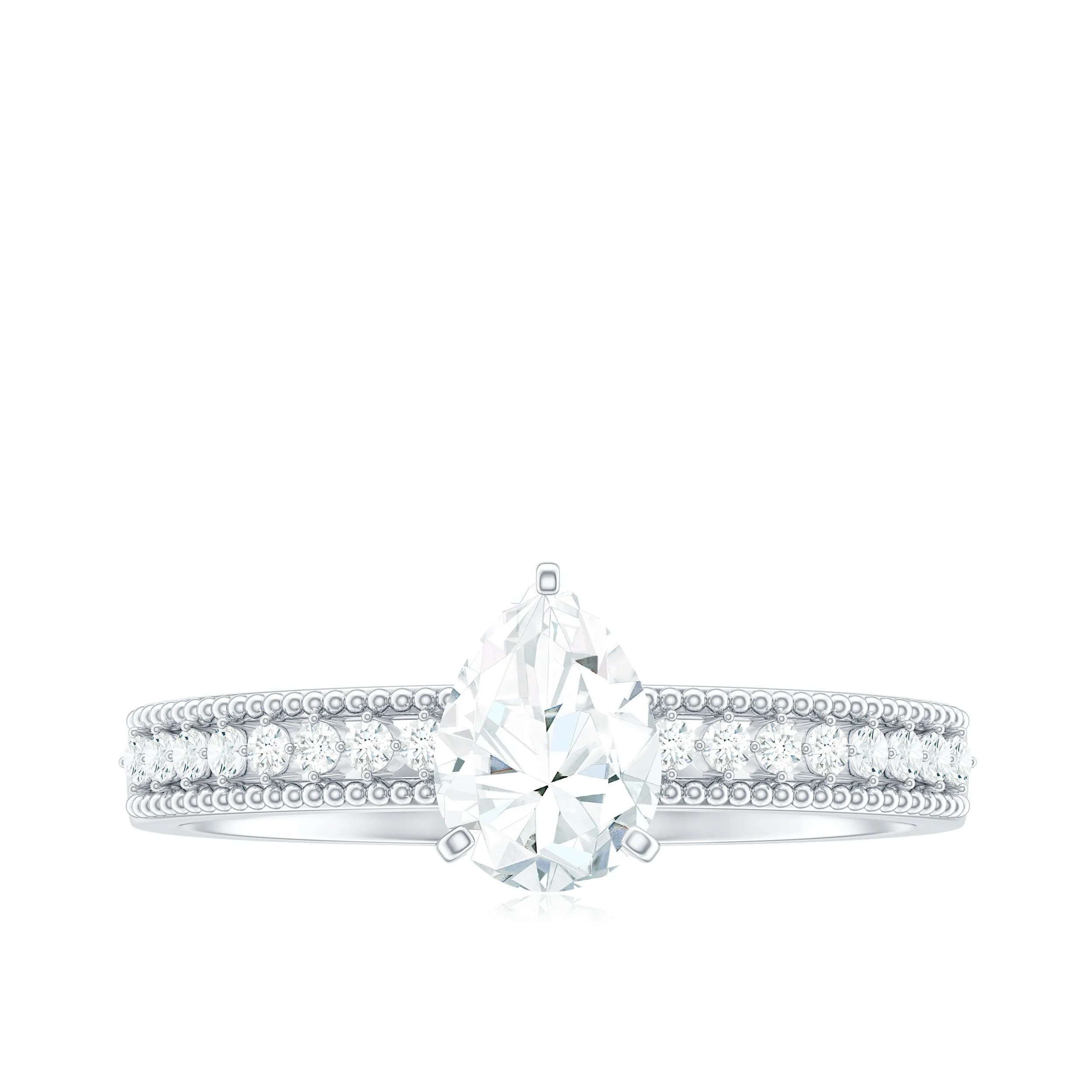 Pear Shaped Lab Grown Diamond Solitaire Engagement Ring