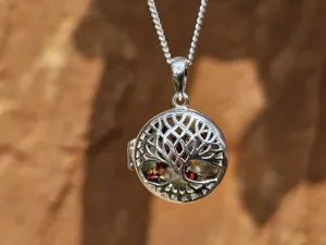 Petite Tree of Life Locket with Opal and Cremation Ash