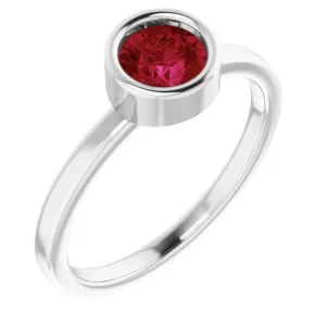 Platinum 5.5 mm Lab-Grown Ruby Ring