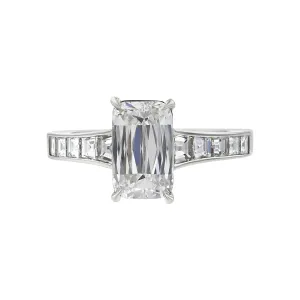 Platinum Diamond Step Cut Carre Engagement Ring