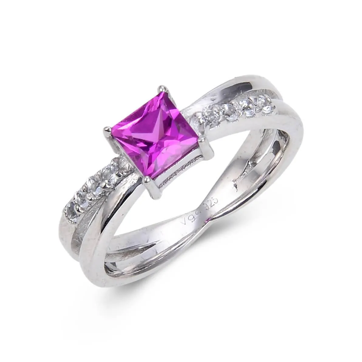 Purple Sapphire Square Split Band Ring