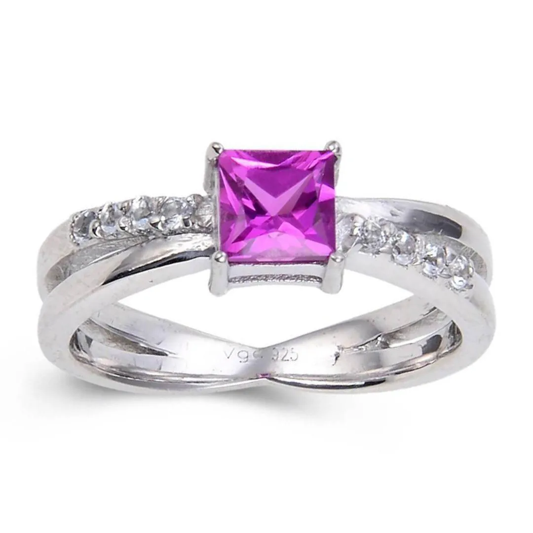 Purple Sapphire Square Split Band Ring