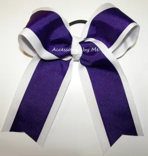 Purple White Ponytail Cheer Bow