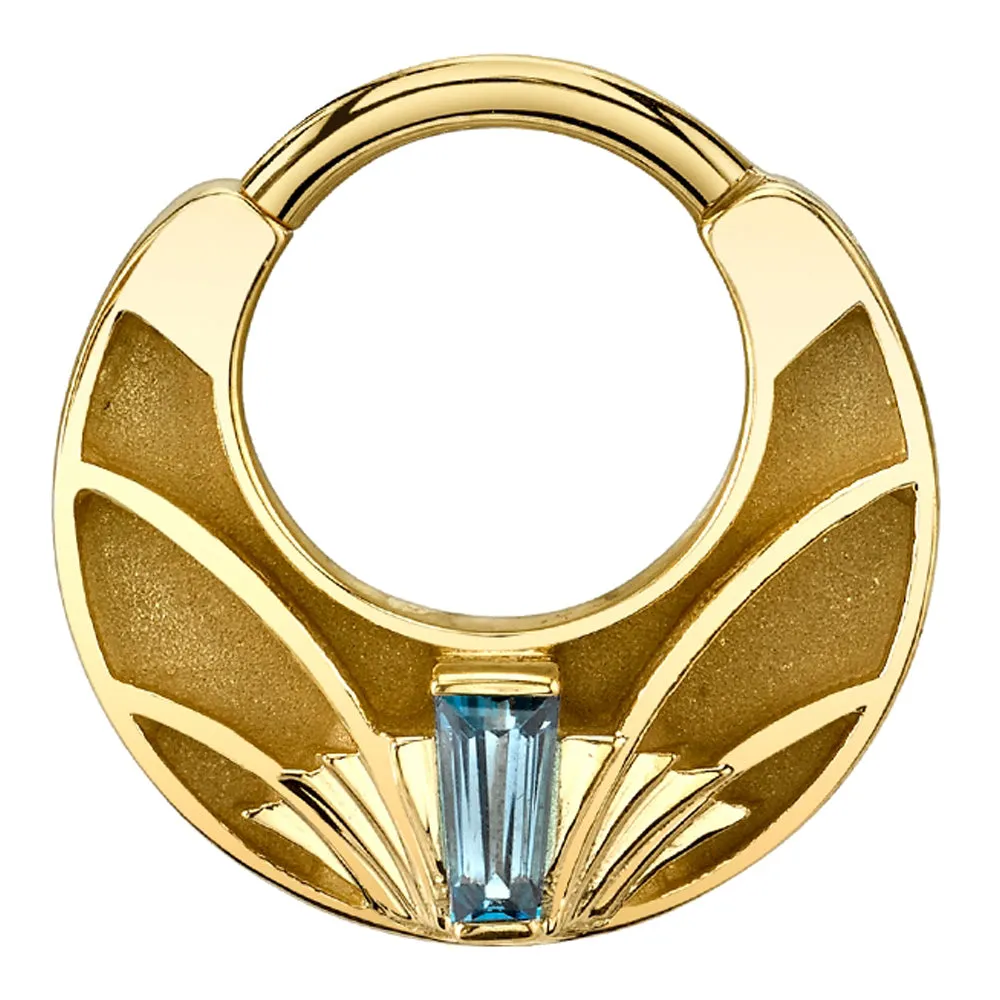 "Architect" Hinge Ring in Gold with London Blue Topaz