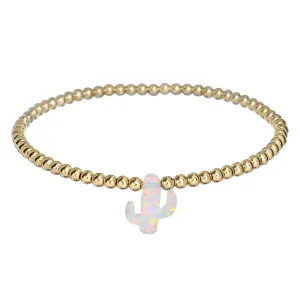 "CACTUS" Opal Charm and Gold Filled Ball Beaded Bracelet