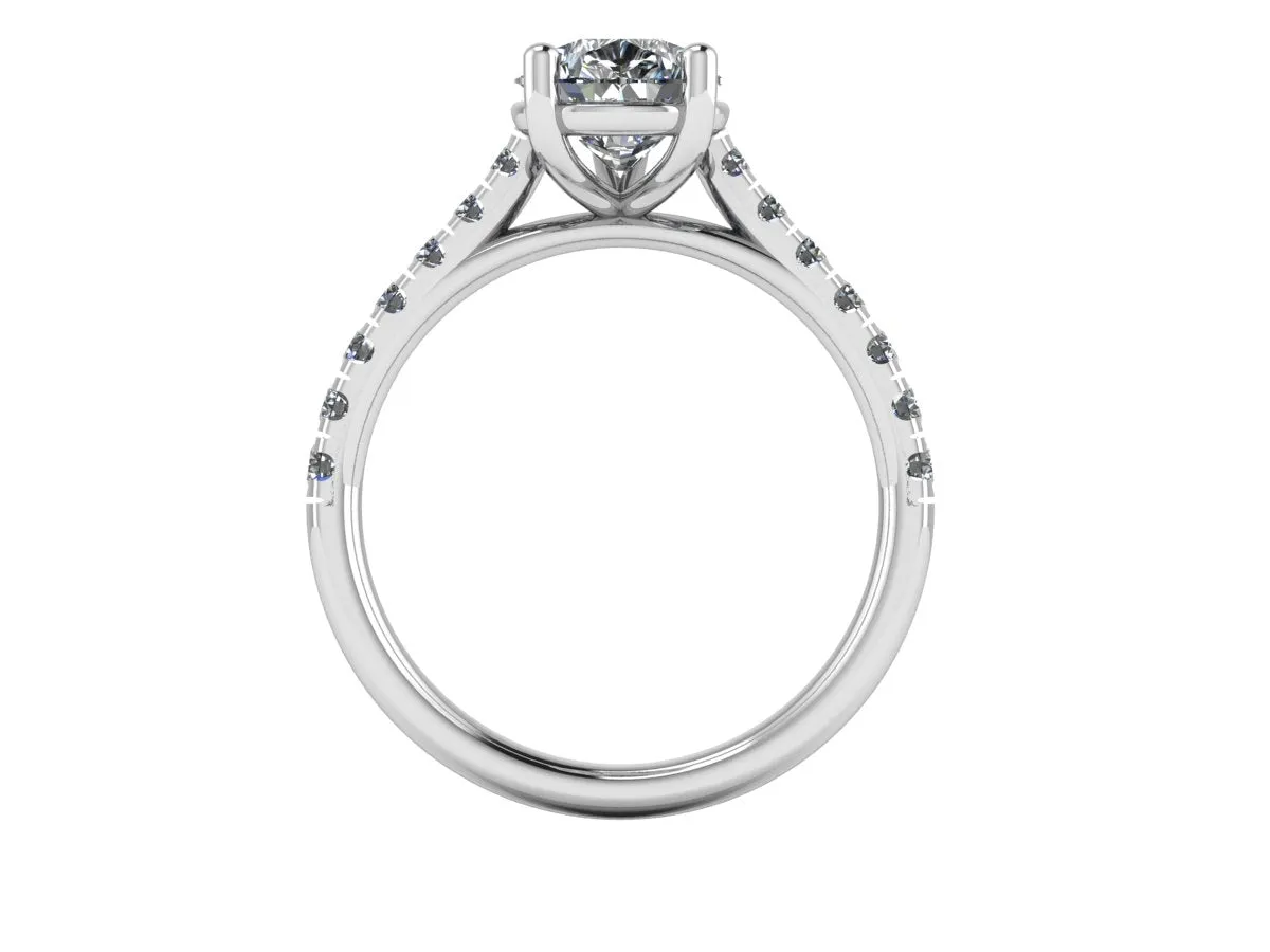 "Rayen" Pear Cut Diamond Grain Set Diamond Engagement Ring DSPS05