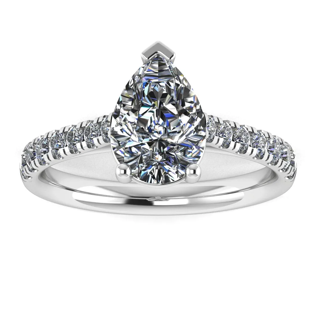 "Rayen" Pear Cut Diamond Grain Set Diamond Engagement Ring DSPS05