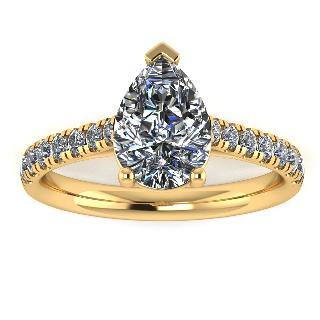 "Rayen" Pear Cut Diamond Grain Set Diamond Engagement Ring DSPS05