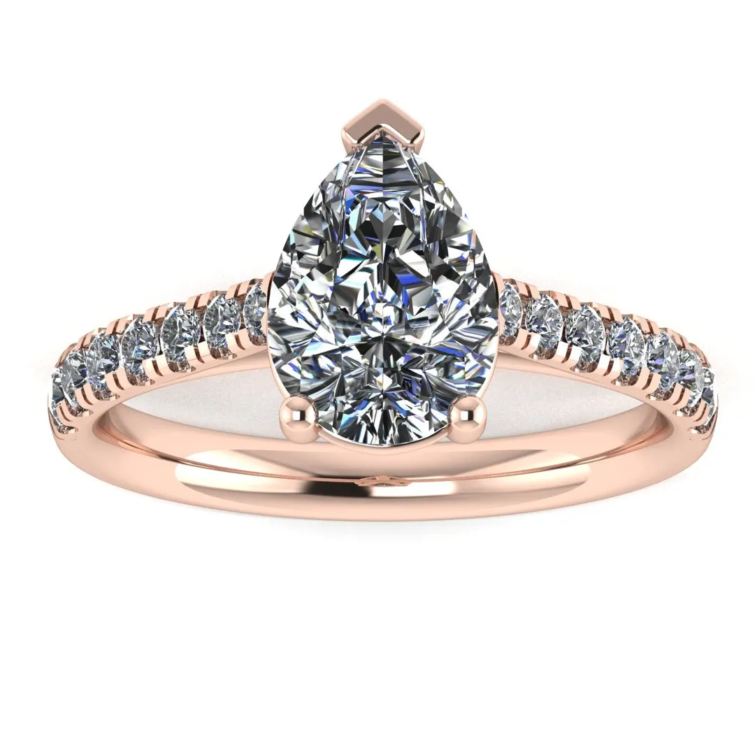 "Rayen" Pear Cut Diamond Grain Set Diamond Engagement Ring DSPS05