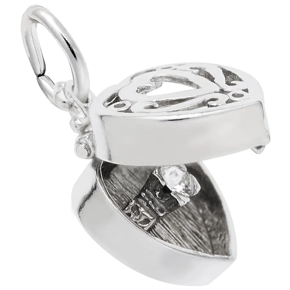 Rembrandt Charms - Heart Engagement Ring Box Charm - 3887