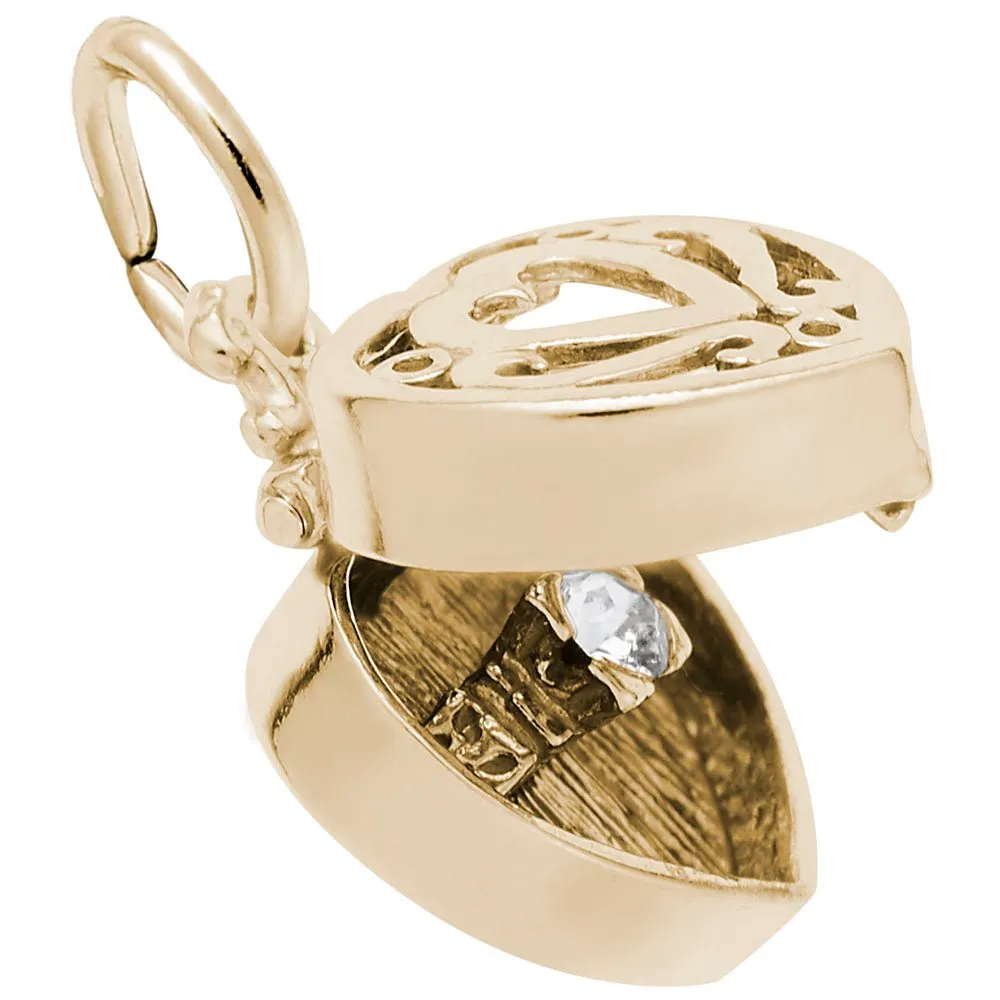 Rembrandt Charms - Heart Engagement Ring Box Charm - 3887