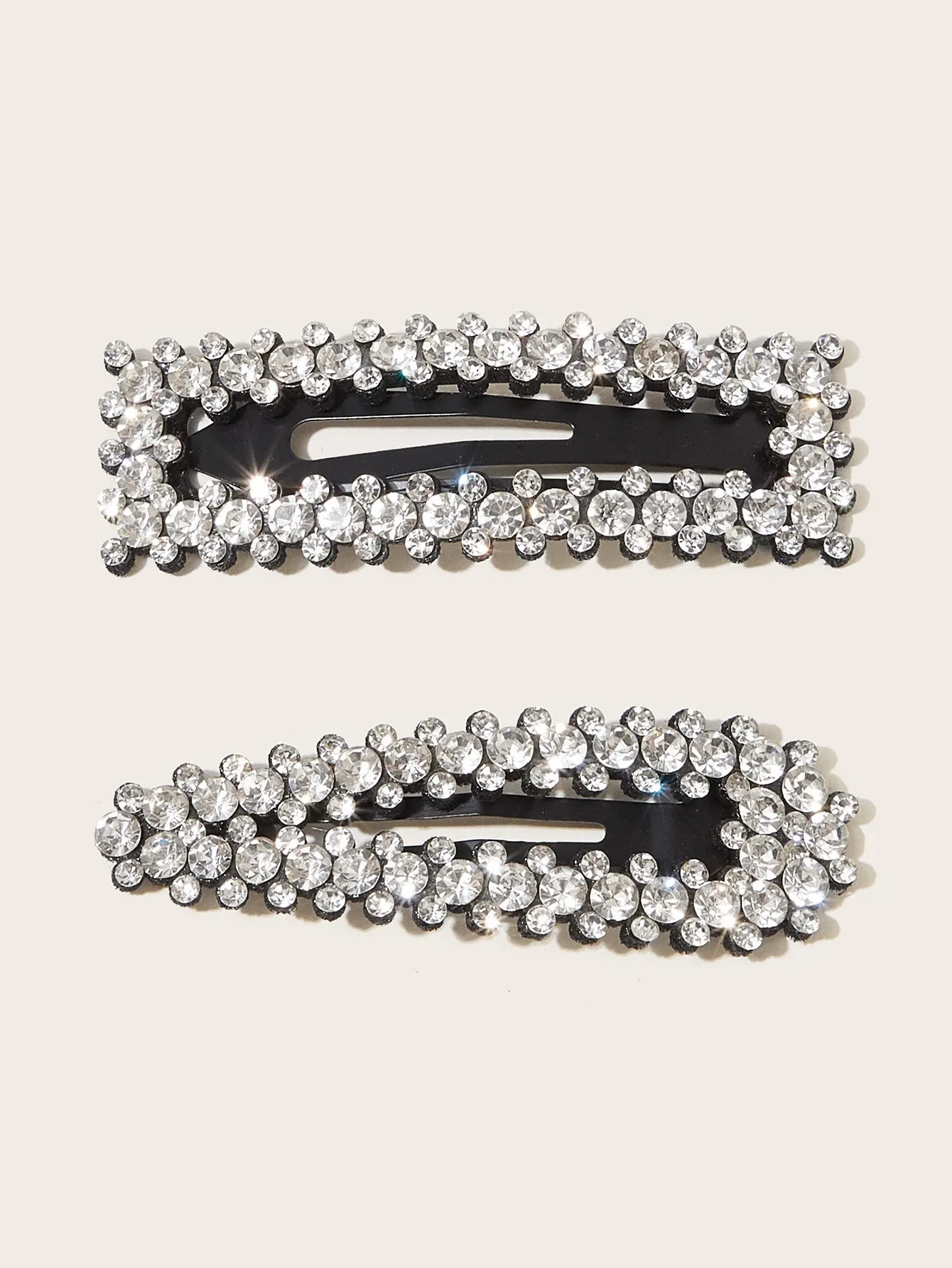 Rhinestone Decor Hair Snap Clip Mixed Design 2pcs for Women Barrette Styling