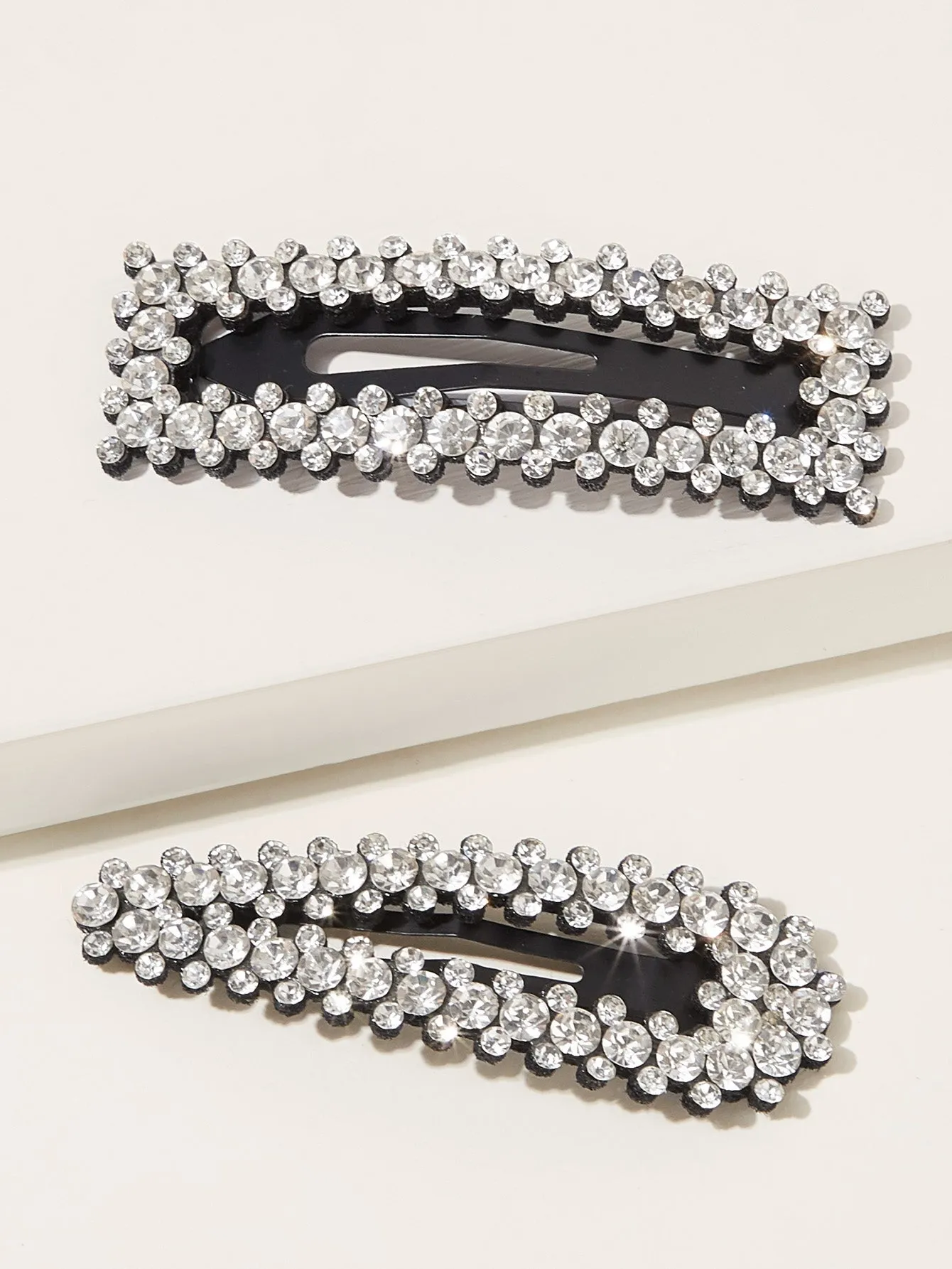 Rhinestone Decor Hair Snap Clip Mixed Design 2pcs for Women Barrette Styling