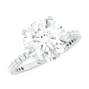 Round Moissanite Solitaire Engagement Ring with Side Stones