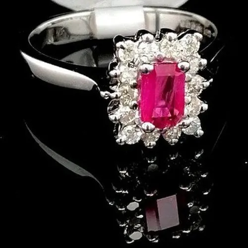 Ruby & Diamond 18ct White Gold Ring