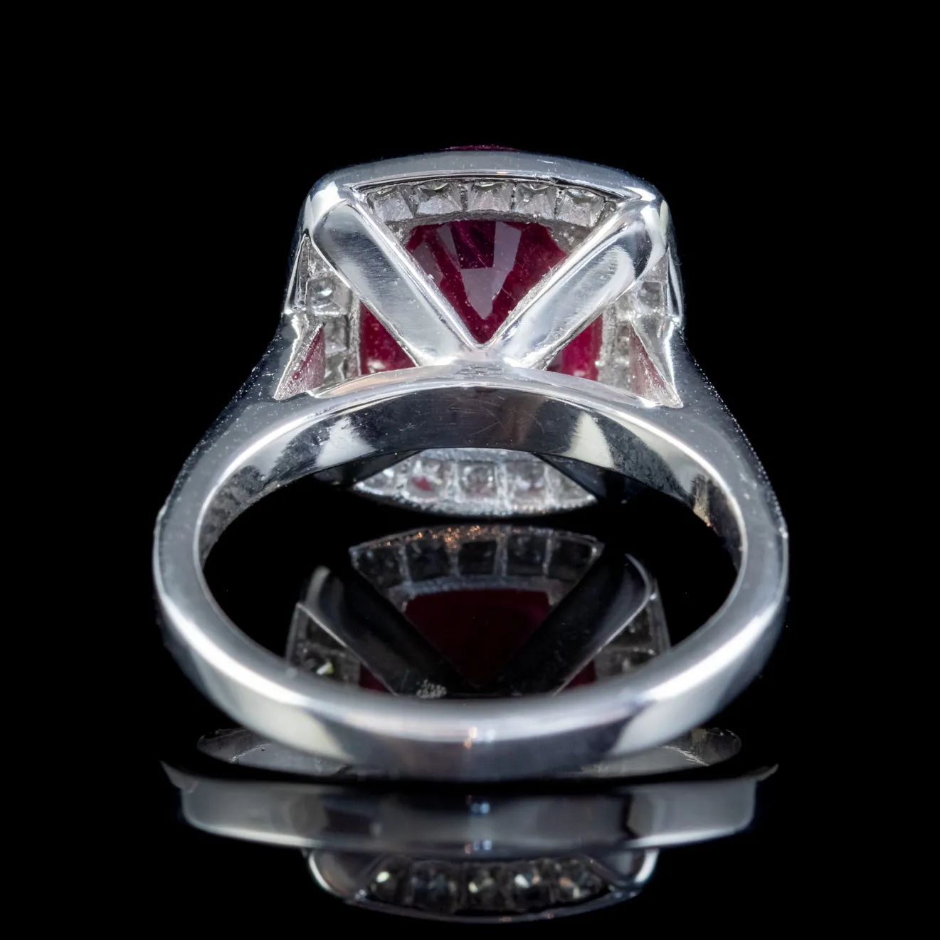 Ruby Diamond Cluster Ring Platinum 3.80Ct Ruby