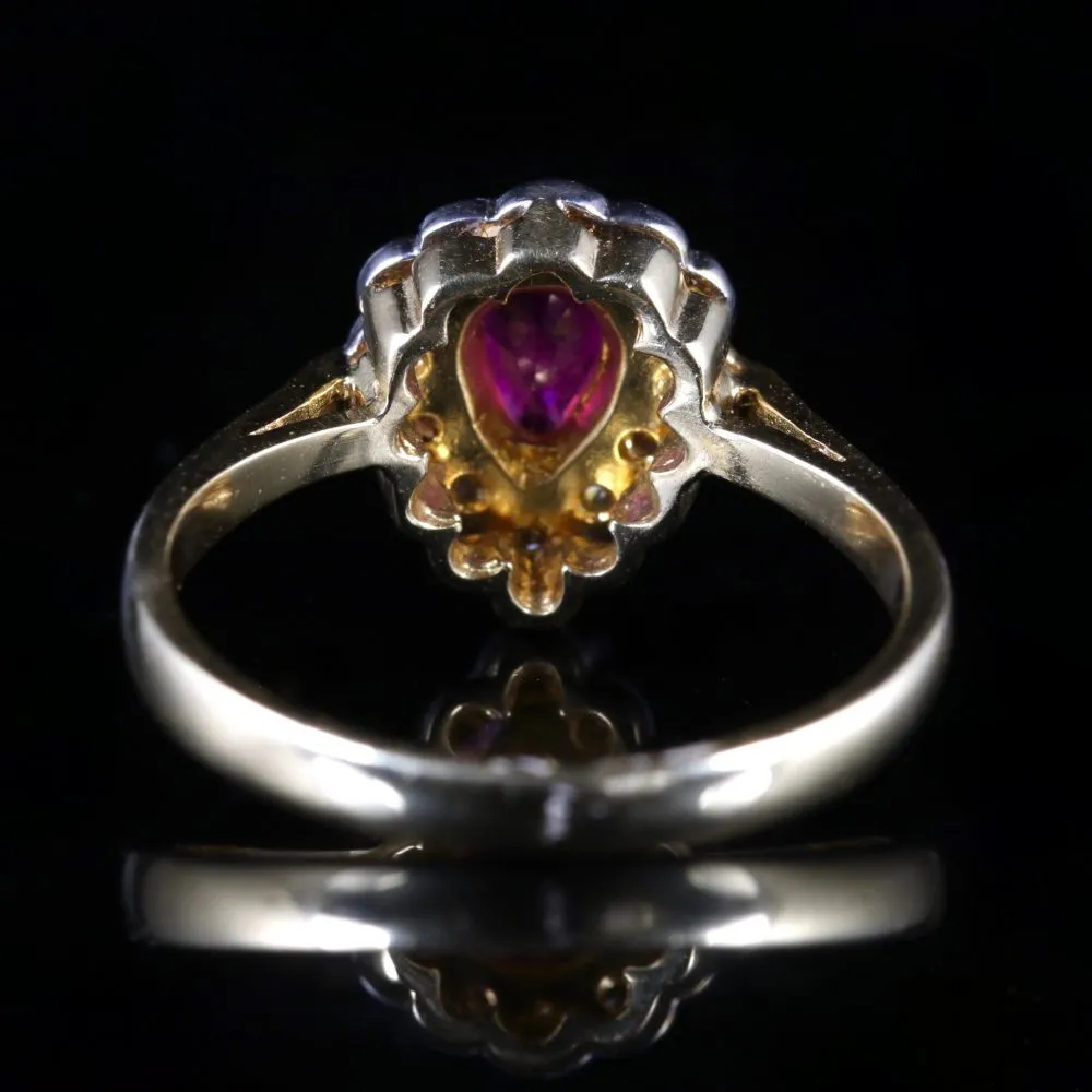 Ruby Diamond Ring 9Ct Gold Cluster Ring