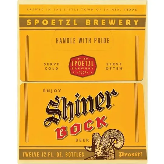 Shiner Bock Beer, Shiner Craft Beer, 12 Pack, 12 fl oz Bottles, 4.4% ABV, 141 Calories, 12.4g Carbs