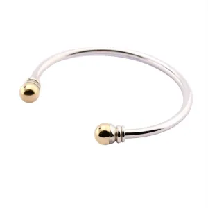 Silver & 9ct gold bead torque bangle