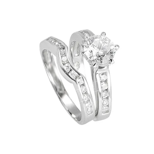 SILVER CZ SOLITAIRE bridal set