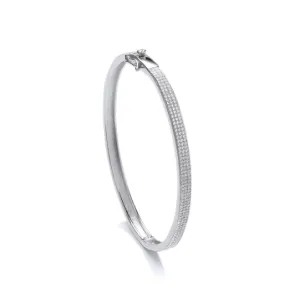 Silver stone set pave bangle