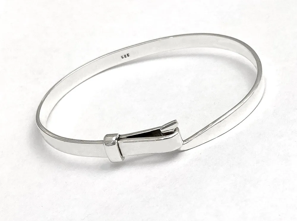 Solid Heavy Hook and Eye Bangle Bracelet