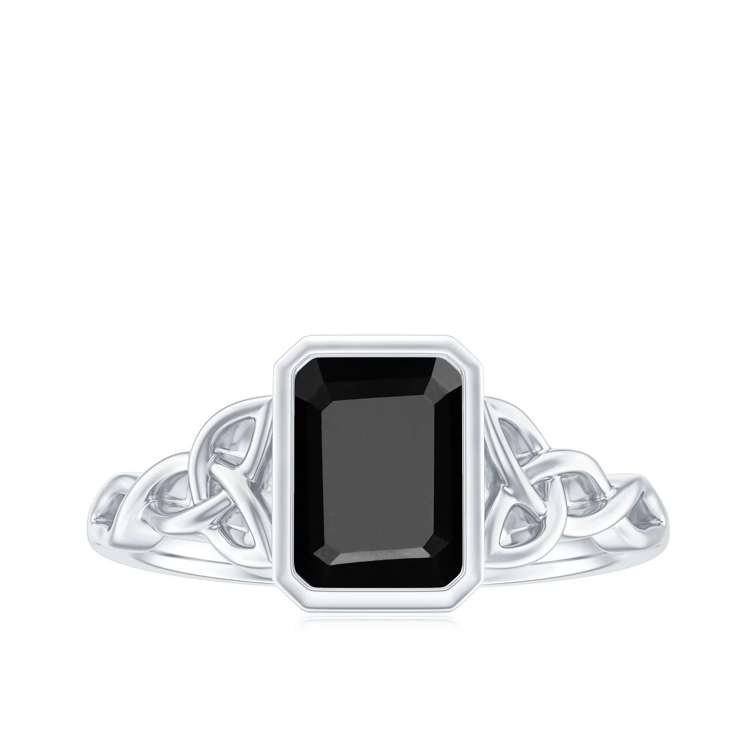 Solitaire Created Black Diamond Celtic Engagement Ring