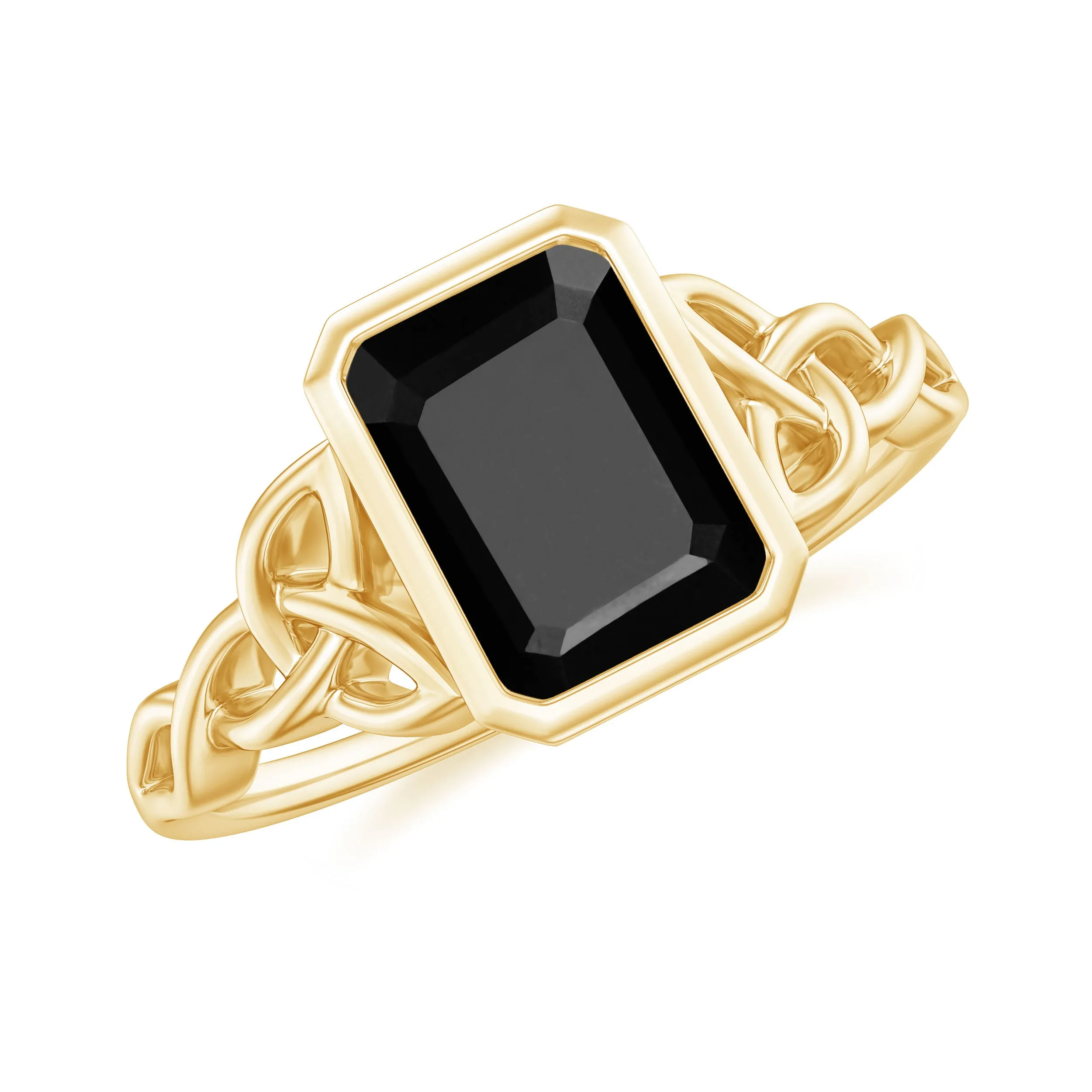 Solitaire Created Black Diamond Celtic Engagement Ring