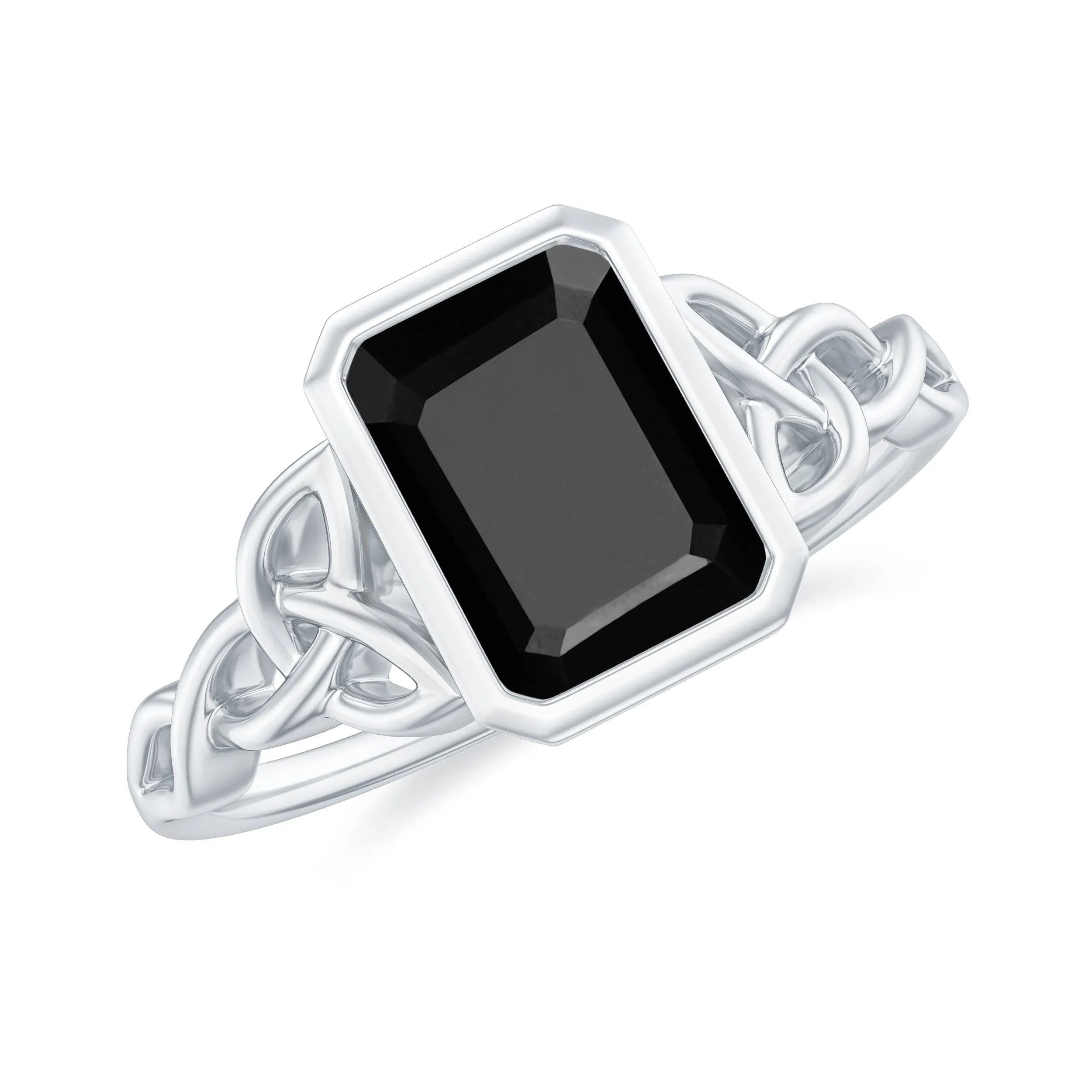 Solitaire Created Black Diamond Celtic Engagement Ring