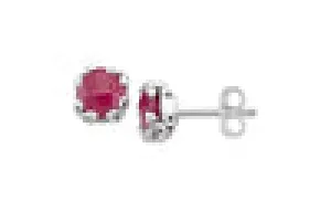 SS 7MM ROUND RUBY STUDS