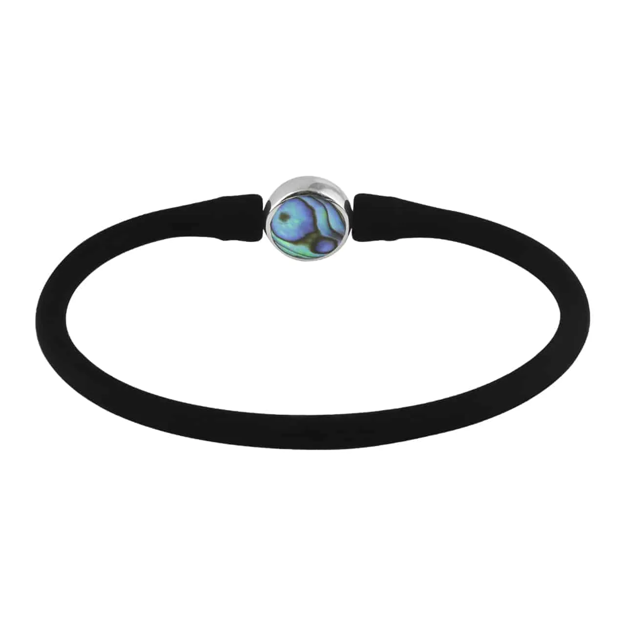 Starborn Reversible Round Ammolite and Abalone Shell Silicone Band Bracelet