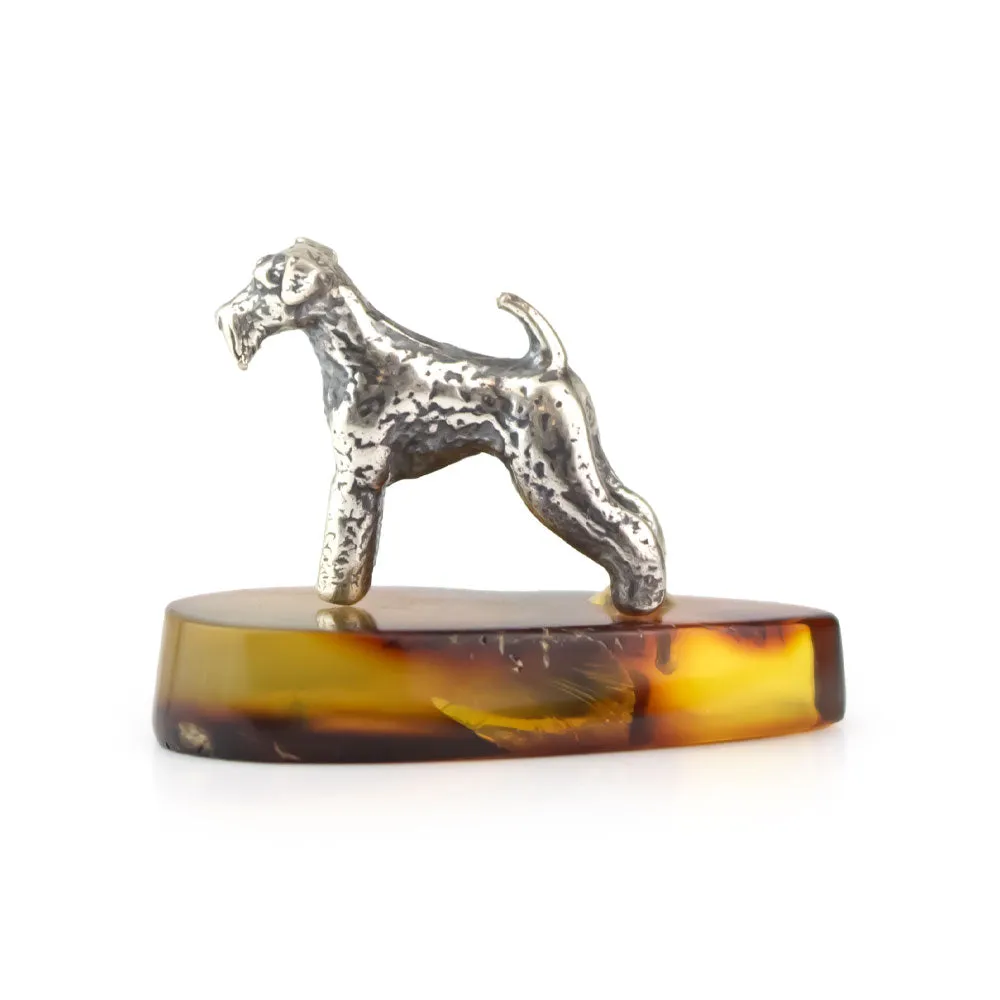 Sterling Silver Dog on Amber