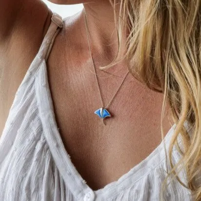 Stingray Pendant Necklace with Blue Opal