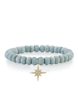 Sydney Evan Diamond Starburst Charm Blue African Opal Bead Bracelet