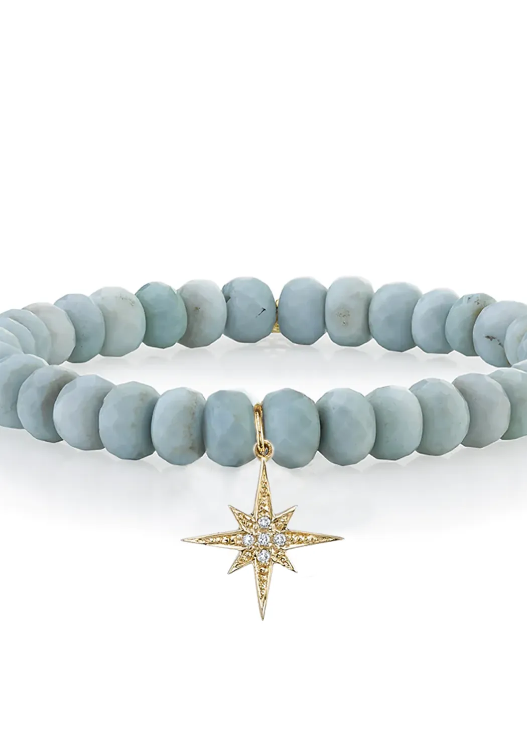 Sydney Evan Diamond Starburst Charm Blue African Opal Bead Bracelet