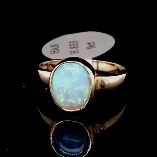 Syn White Opal 9ct Gold Ring