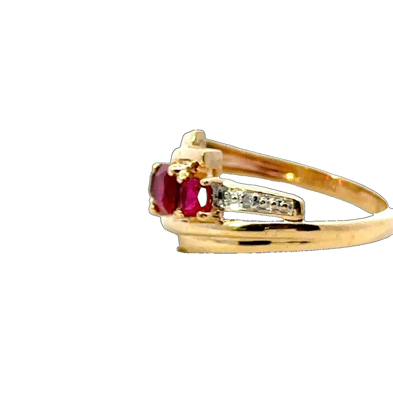 Synthetic Ruby & Diamond Yellow Gold Ring