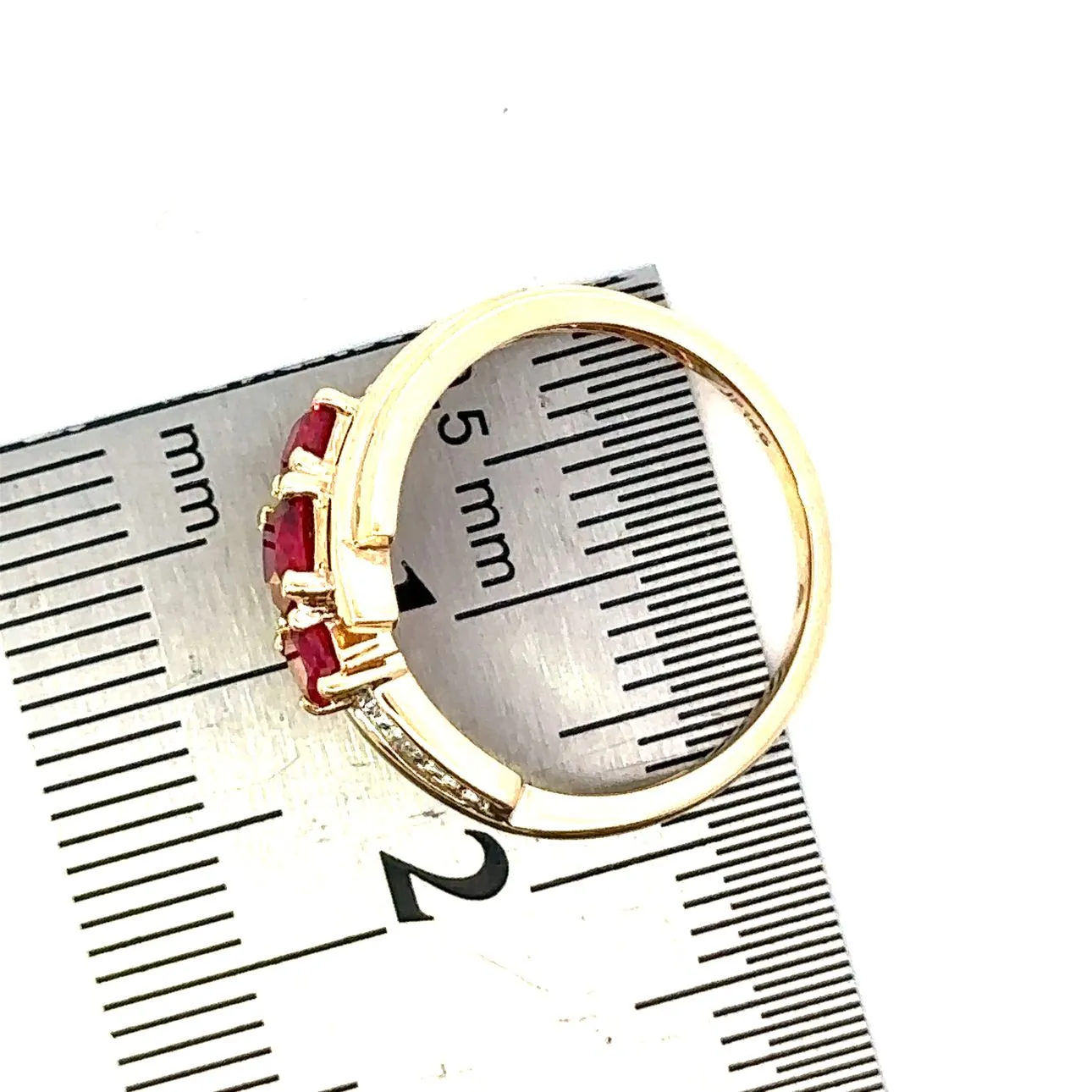 Synthetic Ruby & Diamond Yellow Gold Ring