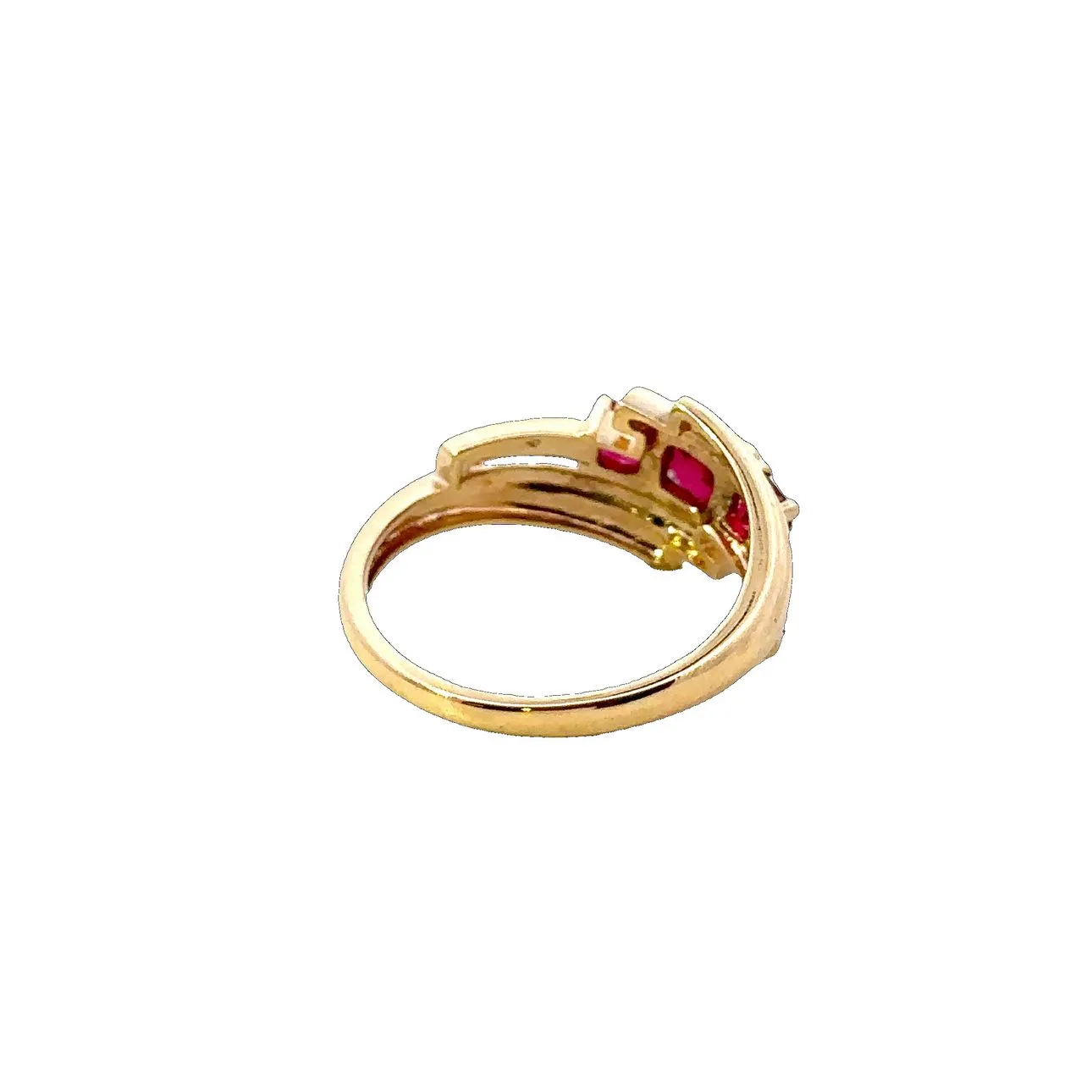 Synthetic Ruby & Diamond Yellow Gold Ring